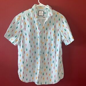 Surfboard Print Short Sleeve Button Down